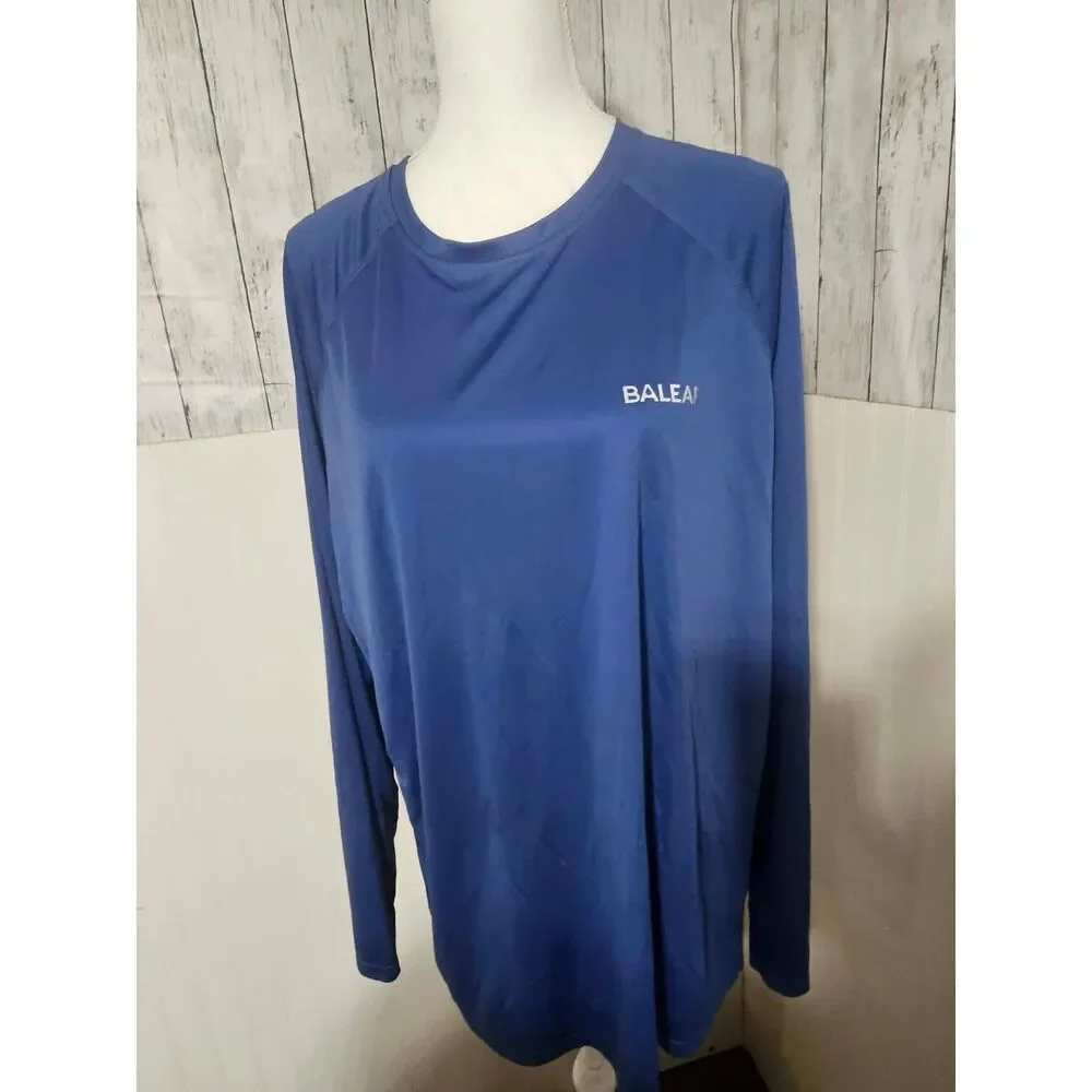 NWT BALEAF Men’s XL Blue UPF 50+ Long Sleeve Sun Shirt Rash Guard Quick Dry